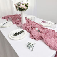 Semi-Sheer Gauze Table Runner Sage Cheesecloth การตั้งค่าตารางรับประทานอาหาร Vintage งานแต่งงาน Christmas Banquets Arches เค้ก Decor