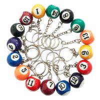 THLB0P Colorful Billiard Ball Keychain Set 16 Pcs,Mini Magic Key Chain Balls Eightball Billar Billiards Chains Accessories