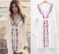 --D0512 Hot style cotton embroidered beach blouse sexy and deep v-neck vacation is prevented bask in unlined upper garment bikini smock