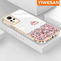 YIWESAN เคสสำหรับ Infinix Note 12 Pro 5G Note 30 Pro Note 30 VIP Note 12 5G Note 12 5G Note 12 2023ใหม่เคสหมูลายการ์ตูนสีชมพูขอบสี่เหลี่ยมพื้นผิวชุบเคสซิลิก้าเจลนิ่มกันกระแทกเคสมือถือรวมเลนส์กล้องถ่ายรูปฝาครอบป้องกัน