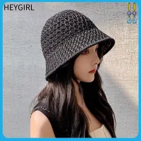 HEYGIRL สุภาพสตรี การระบายอากาศ ปีกกว้าง หมวกชาวประมง หมวกทรงถัง หมวกกันแดด หมวกชายหาด