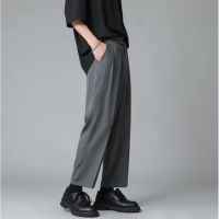 【ST Shop】Korean version of loose business suit pants mens plain color trend wide-leg straight-leg mens trousers