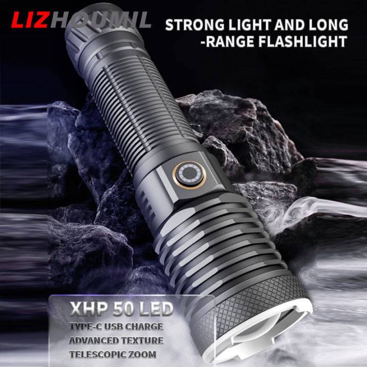 lizhoumil-กล้องส่องทางไกล-xhp50-4ระดับไฟฉาย-led-30w-ซูมได้สว่างมากพลังสูง-tybe-c-ไฟฉายชาร์จไฟ-usb