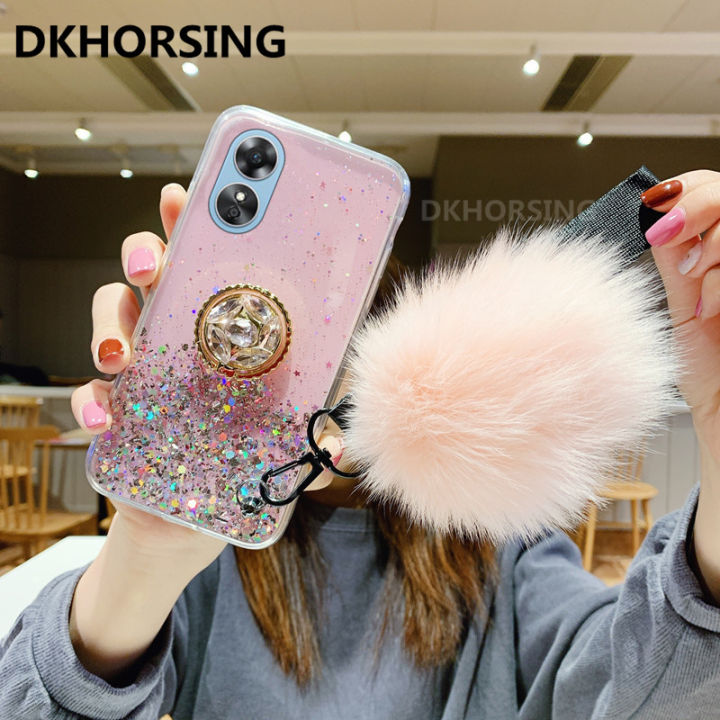 dkhorsing-เคสนิ่มรูปดาวเคสโทรศัพท์-a78-oppo-ขนาด5กรัมใสดูหรูหรา2023-a78-oppo-ประดับพลอยเทียมแหวนออกกำลังกายสายคล้องมือ