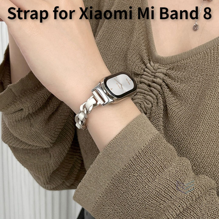 สำหรับ-xiaomi-mi-band-8-นาฬิกาข้อมือสร้อยข้อมือโลหะหนังสแตนเลส-miband-สำหรับ-miband-8-สายนาฬิกาสายรัดข้อมือ