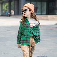 2023 Spring Fashion Girls Plaid Shirts Color School Girl Blouse for Long Sleeve Designs Outerwear