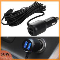 ? SUW 3.5เมตร5V 3.5A Dual USB Car Charger พร้อม2พอร์ต USB สำหรับกล้อง DVR Car GPS