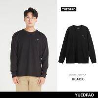 Yuedpao รับประกันไม่ย้วย 2 ปี  เสื้อยืดเปล่า เสื้อยืดสีพื้น เสื้อSWEATER รุ่น Waffle LongSleeve สี Black