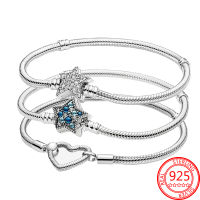 2021 New Arrival 925 Sterling Silver Moments Heart Closure Snake Chain Bracelet Charm Bracelets Jewelry For Women