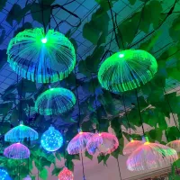 Fiber Optic Jellyfish String Light 20/60CM Outdoor Christmas Dandelion Fairy Garland Light Party Garden Patio Tree Hanging Lamp