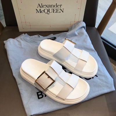 【high quality】original Alexander McQueenˉ Too good to wear! McQueen platform slippers womens new summer 2022 open toe sandals
