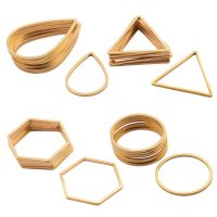 【YF】 Banhado a ouro Brincos Teardrop Conectores de Aço Inoxidável Retângulo Círculo Anel Encantos Jóias Fazendo Acessórios 10Pcs