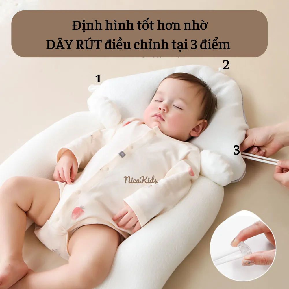 Gối chặn chữ U cho bé sơ sinh đa năng, chống bẹp đầu