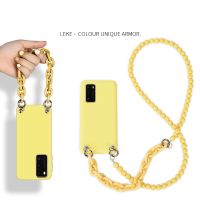 ﹍☸☽ Fashion Ins Crossbody Beads Chain Necklace Lanyard Phone Case For Samsung Galaxy S21 S20 ULTRA S9 PLUS S10 NOTE 10 20 Hand Carry