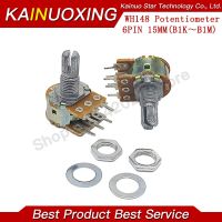 10pcs WH148 B1K B2K B5K B10K B20K B50K B100K B500K 6Pin Shaft Amplifier Dual Stereo Potentiometer 1K 2K 5K 10K 50K 100K 500K WATTY Electronics