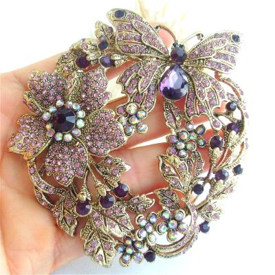 FashionExquisite Amethyst Rhinestone Zircon Butterfly Brooch for Womens Luxury Elegance Pin Clothing Accessories Jewelry Gifts