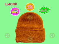 S.MONK หมวกไหมพรม เพิ่มความอบอุ่น (สำหรับพระ) สีพระราชกลาง ฟรีไซส์ 2 ใบ