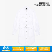 THE KOOPLES - Đầm mini cổ trụ tay dài Belted White With Pockets FROB21035K-WHI01