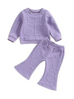 Adorable Toddler Girl s Fall Winter Outfit with Long Sleeve Pullover Sweatshirt and Bell Bottom Pants Available in Sizes 1-5T  by Hs2023