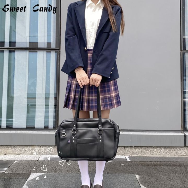 กระเป๋านักเรียนญี่ปุ่นกระเป๋าถือเครื่องแบบนักเรียนมัธยมปลาย-jk-กระเป๋ากระเป๋าสะพายบ่ากระเป๋าหนัง-pu-แมสเซนเจอร์กระเป๋าคอมพิวเตอร์ของผู้หญิง