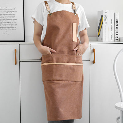 Long Canvas Apron Cafe Barista Bistro Restaurant Waitstaff Pastry Chef Uniform Florist Painter Barber Hairdresser Work Wear K5