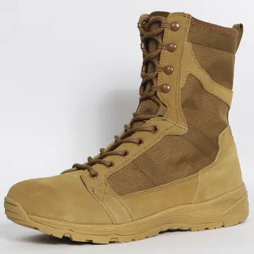 brown leather tactical boots