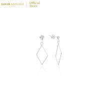 Louis Montini (Jewelry) Sterling Silver 925 Earrings ต่างหูเงินแท้ 92.5% ต่างหูผู้หญิง รูปสี่เหลี่ยมข้าวหลามตัด LJER83