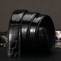 3.5CM Width No Buckle Crocodile Pattern Cow Leather Belt for Men Automatic Buckle Business Waist Strap High Quality Waistband Belts