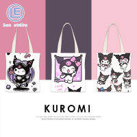 LS กระเป๋าเด็กการ์ตูนน่ารัก Kuromi อบเชยกระเป๋าผ้าใบพอร์ทัลนักเรียน Tas Berkas A4