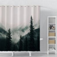 Forest Shower Curtain Fog Pattern Bathroom Decor Curtains Mountain For Bathroom Shower Psychedelic Curtains With Hooks