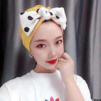 หมวกสีขาว แบบบาง สีเหลืองโบว์ฤดูร้อนหวาน การกักขัง หมวกขิงหญิงตั้งครรภ์หมวกกันลมจุดคลื่น