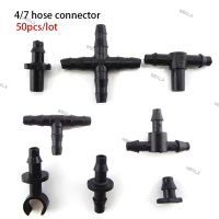 50pcs 4/7mm Tube Tee plug Barb Connector Garden Gardening Hose Watering Drip Irrigation T Adapter Splitter Garden Water 6TH