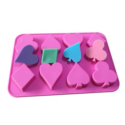 GL-แม่พิมพ์ ซิลิโคน รูปดอกไพ่ทั้ง 4 แบบ 6 ช่อง (คละสี) 4 types card flowers silicone Molds