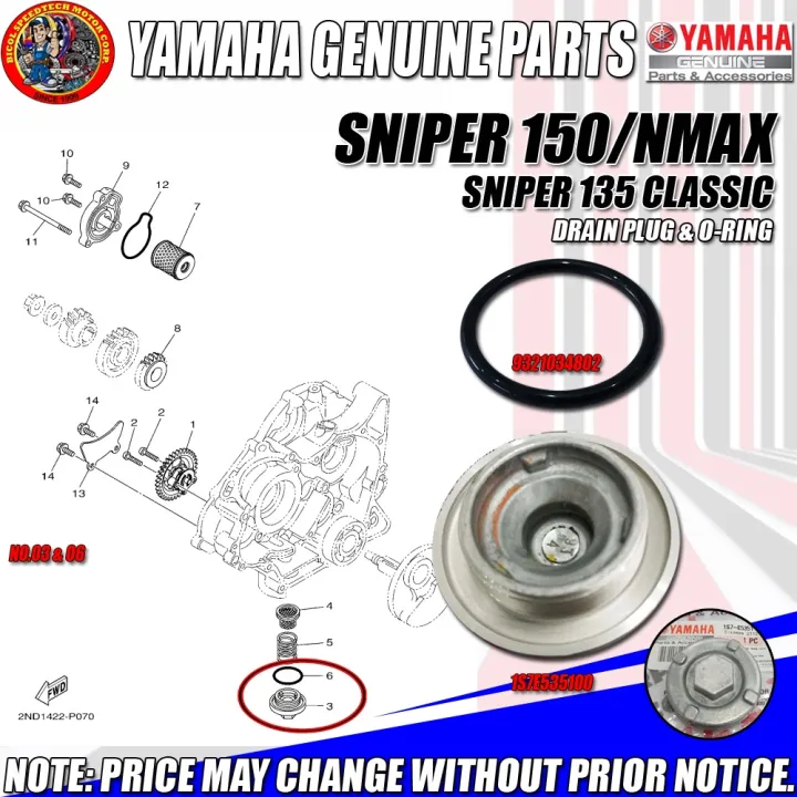 SNIPER 150/SNIPER 135 CLASSIC/NMAX DRAIN PLUG WITH ORING 9321034802