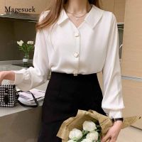 Casual Plus Size Cardigan Women Solid Shirt Autumn Long Sleeve Chiffon Blouse Women 2020 Button Office Lady Blouses Women 11008