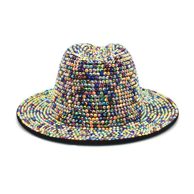 2021Color rhinestone fedora hat new adjustable unisex fedora hat monochrome black jazz hat wholesale winter hat кепка мужская