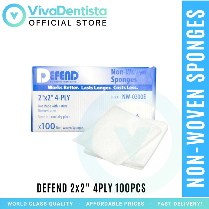 DEFEND Non Woven Sponges 2x2" 4ply Gauze (100pcs) VivaDentista