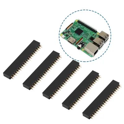 5pcs 2x20 Pins 2.54m Female Dual Row Short Pin Headers Connector PCB Board Pin Header Strip for Raspberry Pi