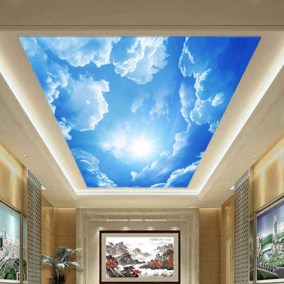 [hot]Modern 3D Photo Wallpaper Blue Sky And White Clouds Wall Papers Home Interior Decor Living Room Ceiling Lobby Mural Wallpaper