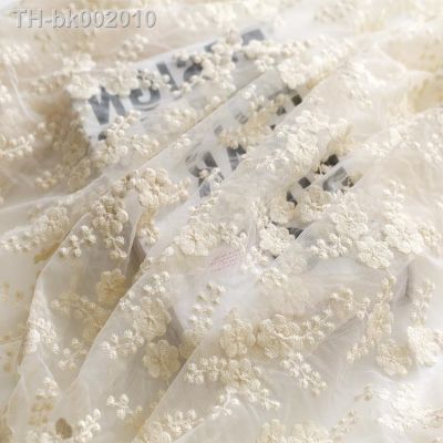 ♗✇ 1yard/lot Good Quality Mesh Cotton Embroidery Lace Fabric Soft Cloth Dress Material