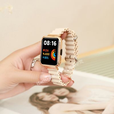 สายนาฬิกาข้อมือซิลิโคนมหาสมุทรสำหรับนาฬิกา Xiaomi Redmi 3 2สาย Lite พร้อมสายรัดข้อมือสาย Xiaomi Mi เคสป้องกันโลหะ