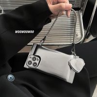 hot style Cold style silver love chain candy bag suitable for 13iphone14promax mobile phone case 12 women