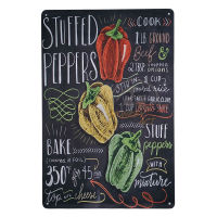 ป้ายสังกะสีวินเทจ วิธีทำ Stuffed Peppers, ขนาด 20x30 ซม