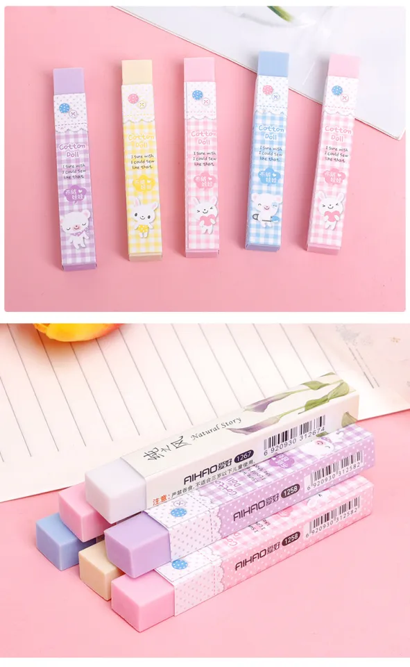 1PCs Long Strip Eraser Kawaii Stationery Eraser For Kids Novelty Cute  Eraser Writing Drawing Erasers School