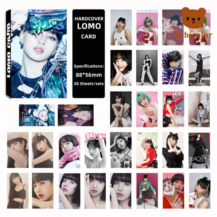 จัดส่งรวดเร็วชุดการ์ด-lomo-kpop-สีดำและสีชมพู30cs-เด็กสาวน่ารัก-jisoo-jennie-lisa-rose-photocards-88x56mm