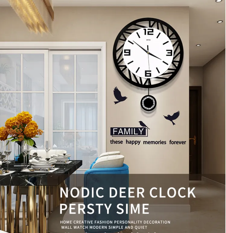 Fashion Creative Nordic Mute Hot Sale Art Wall Clock Home Living Room Swing  Decor Simple Modern Minimalist Atmosphere Creative Quartz Clock | Lazada  Singapore