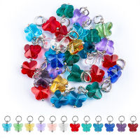 1Box 96Pcs 12 Colors Butterfly Pendants Crystal Glass Charms Faceted Transparent Beads Charms Bracelets Charms for Jewelry Making,Hole:4mm