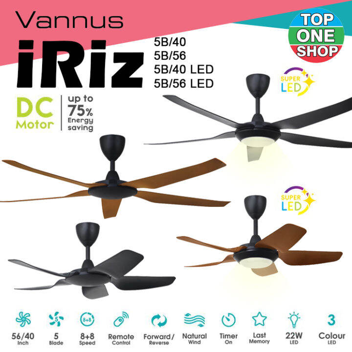 Alpha Vannus IRIZ LED / Non LED 56 40 inches DC Motor 3 Colour LED