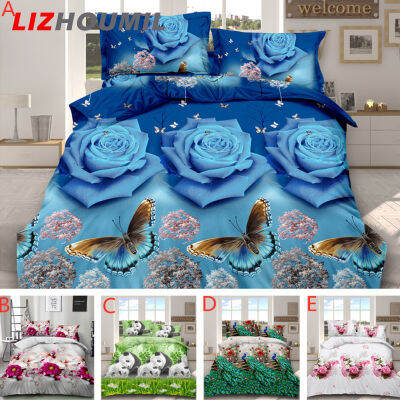 LIZHOUMIL ผ้าปูที่นอนชุดเครื่องนอนพิมพ์ลาย3D 4ชิ้น/เซ็ตปลอกหมอนคลุม Quilt ตกแต่งบ้านใหม่งานแต่งงาน