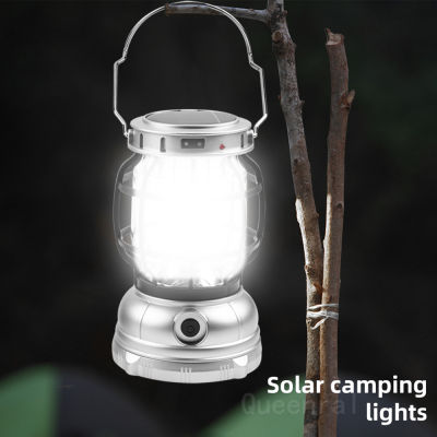 Vintage Portable Torch Metal Hanging Lanterns Warm Solar Light Led Camp Lantern Rechargeable Lightweight Tent Light For Outdoor